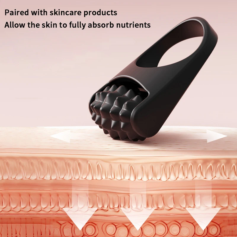 Rullo per massaggio facciale in silicone Massaggiatore a sollevamento manuale Anello da viaggio portatile con bastoncino rotante Strumento per la cura della bellezza per uso domestico