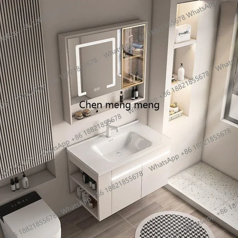 zE5556Modern Wall Bathroom Cabinets Smart Mirror Cabinet Ceramic Integrated Washbasin Bathroom Sink Vanity Cabinet Bathroom Furn
