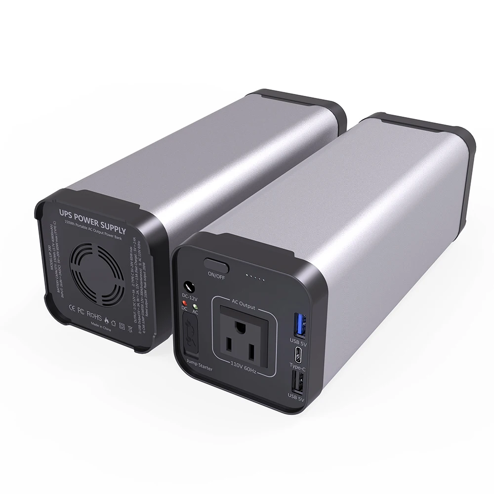 KC outdoor camping solar battery bank charger 12V DC type C 150w ac outlet portable power station