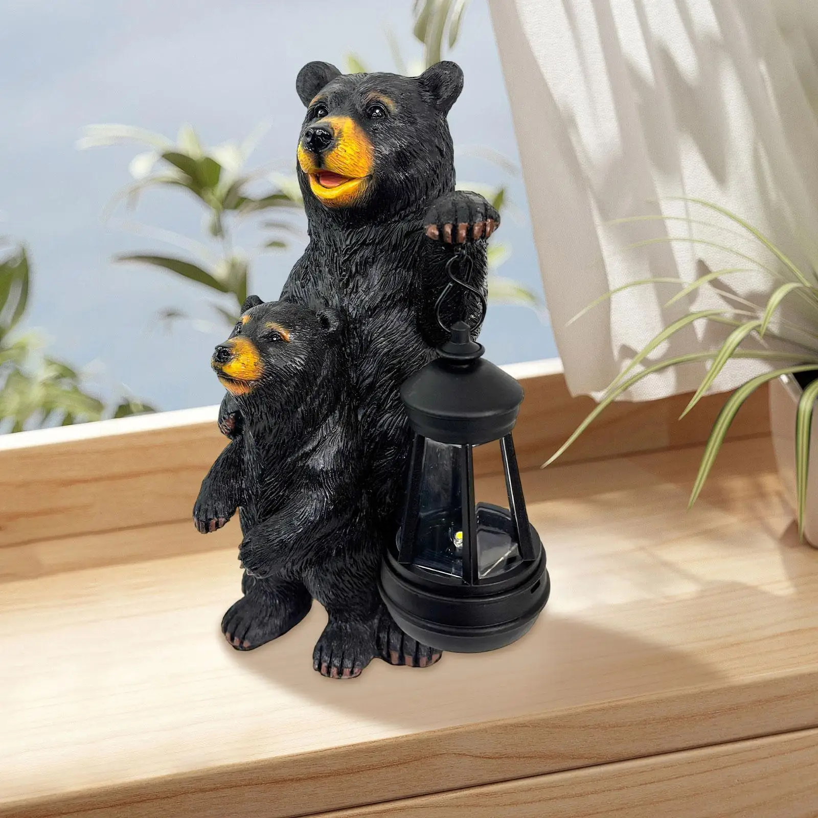 Garten Mutter Baby Bär Statue Solar Licht Hinterhof Outdoor Figur Laterne