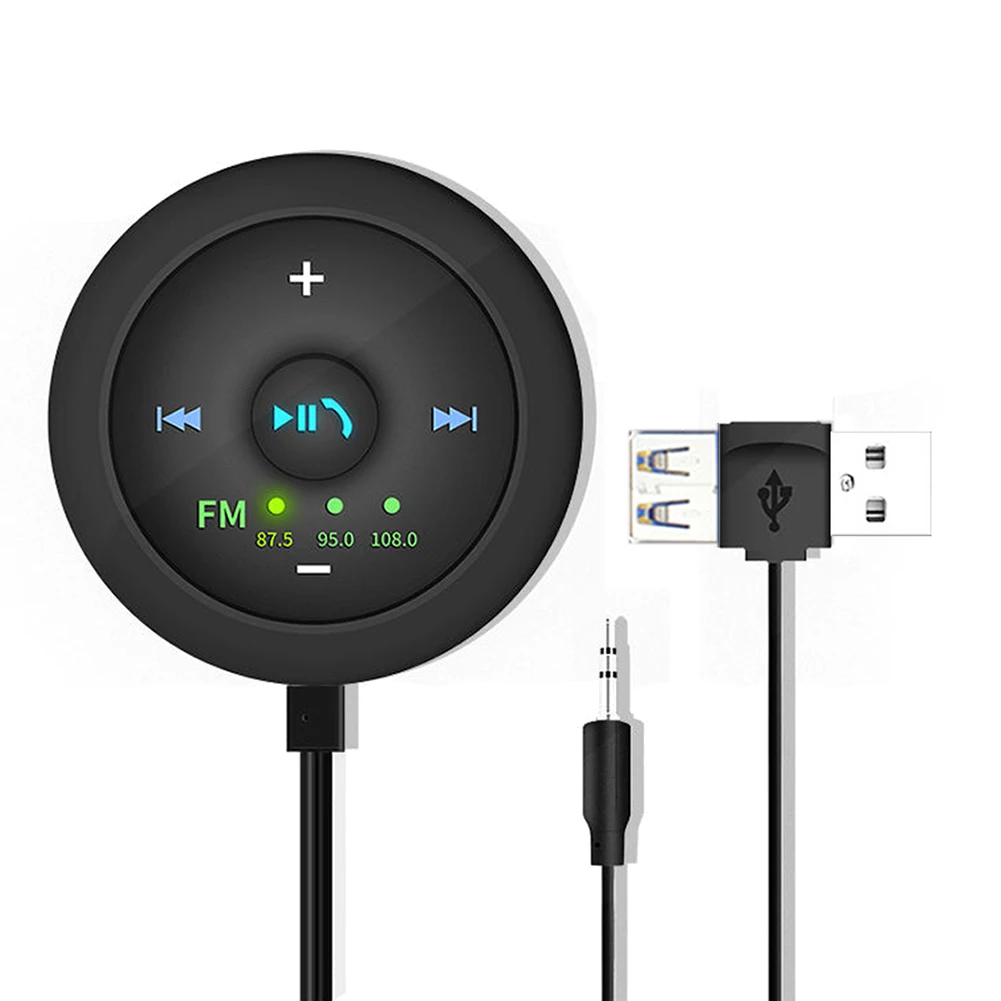 Wireless Car Mp3 Player Bluetooth 5.0 FM Transmitter 3.5mm AUX Audio Adapter with U Disk Music Play USB for