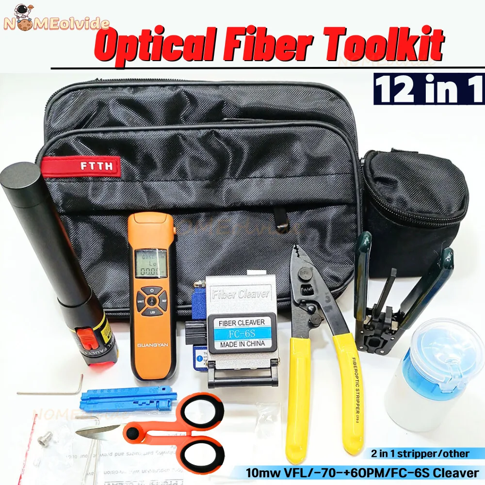 

Fiber Optic Tool Kit FTTH with FC-6S/SKL-6C Fiber Cleaver -70~+10dBm/-50~+26dBm G10 OPM 10mw VFL Optic Toolkit Any Toolkit Parts