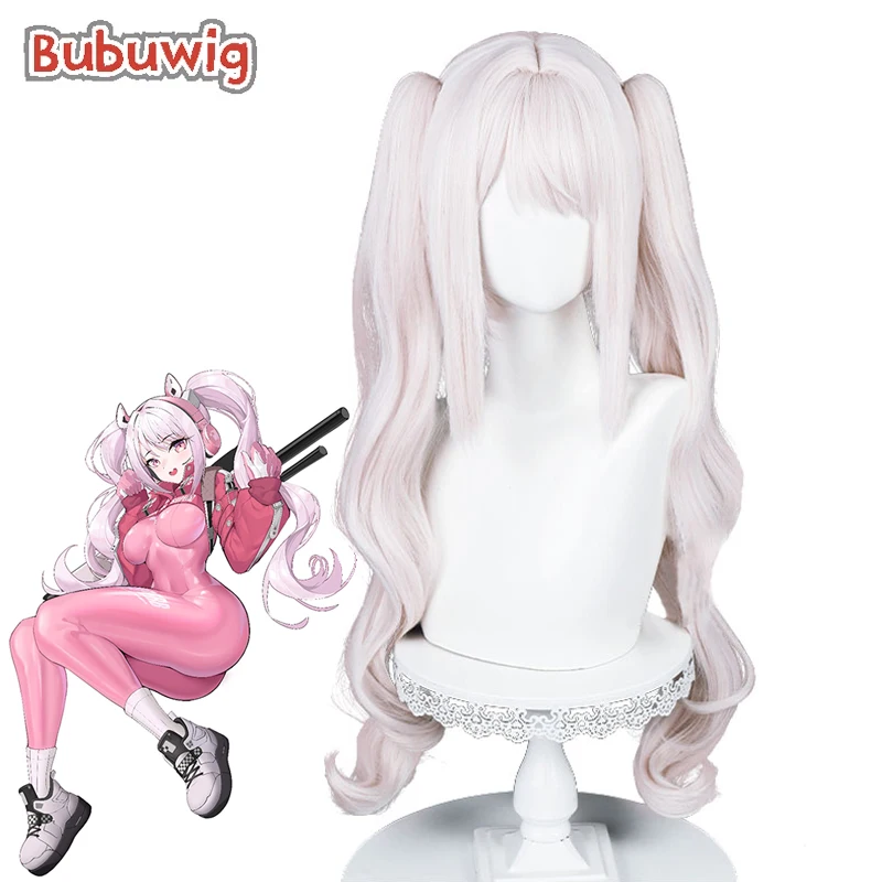 

Bubuwig Synthetic Hair Alice Cosplay Wigs Nikke The Goddess Of Victory Alice 80cm Curly Light Pink Ponytail Wigs Heat Resistant