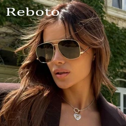 Fashion Brand Pilot Sunglasses Women Vintage Retro Oversized Metal Frame Double Bridge Sun Glasses Female Luxury Shades UV400