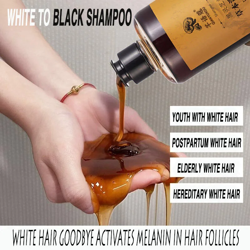 500 ml Black Ganoderma lucidum Shou Wu hair shampoo  botanical herbs oil control anti-dandruff repair white to black shampoo