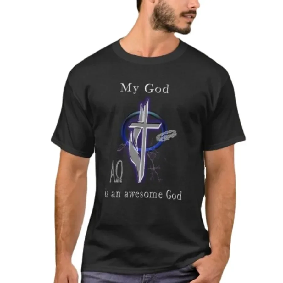 

My God Is An Awesome God. Funny Religious Christians T-Shirt. Summer Cotton Short Sleeve O-Neck Mens T Shirt New S-3XL