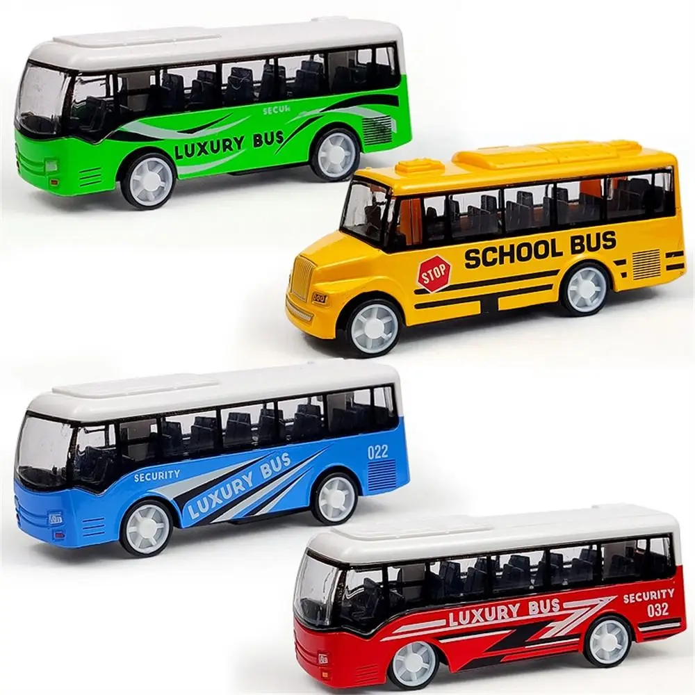 Vehicle Model Alloy Bus Model High Imitation Ornaments Pull Back Car Simulation Bus Shape School Bus Model Kids Gift