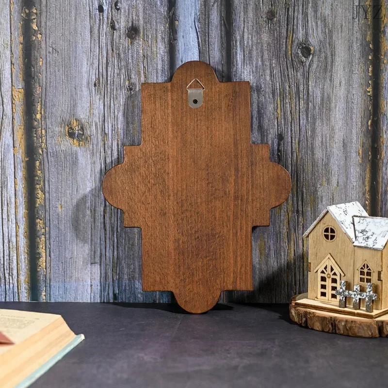 Wood Carving Jesus Shepherd Icon Sculpture ,Plaque Catholic Home Wall Decor