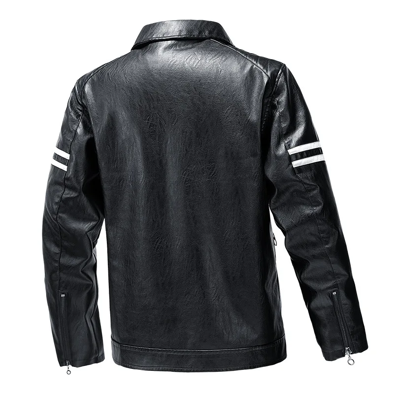 MAIDANGDI-Chaqueta de color bloqueado para hombre, solapa de moda, informal, Comercio Exterior, estilo de primavera y otoño, cremallera, top ajustado para motocicleta