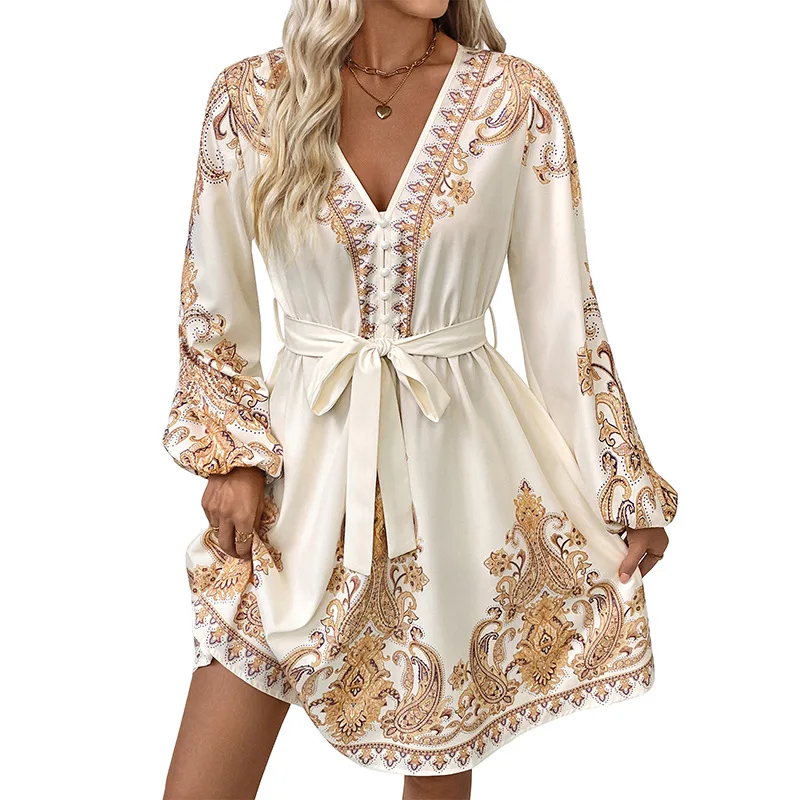 

Short Dress Women Dresses A Line Vestidos Y2k Streetwear V Neck Full Sleeve Lace Up Tight Waist Elegant Party Night Work 2026