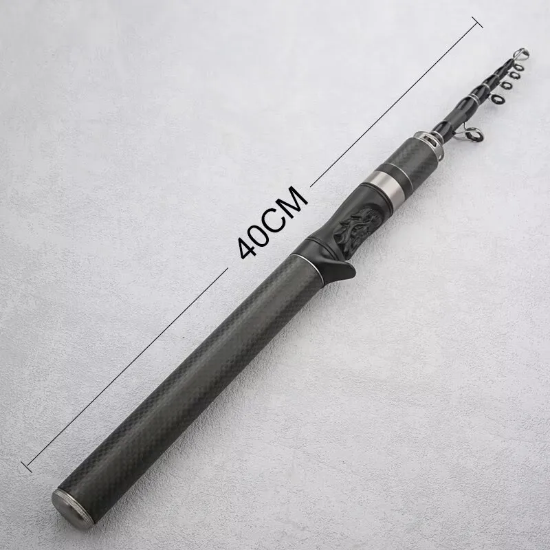 Compact Telescopic Carbon Lure Fishing Rod M Cm Collapsed Spinning Or Casting Handle