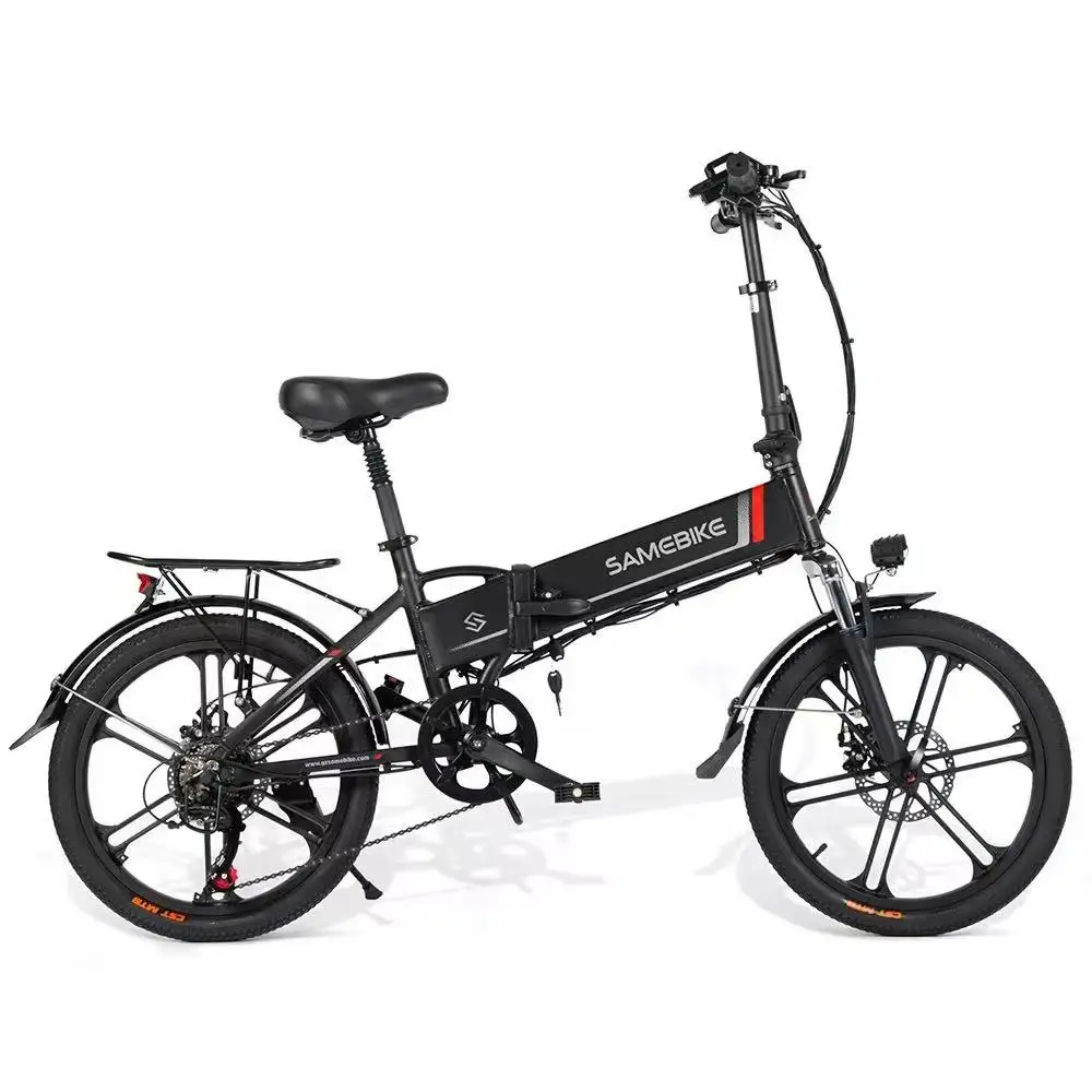 Elektrische vouwfiets met 350W borstelloze motor, 48V10.4AH ingebouwde lithium batterij, 20 inch banden en aluminium frame.