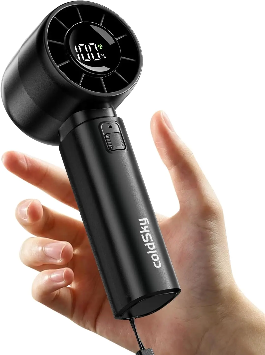

Portable Handheld Turbo Fan, 5 Speeds with Digital Display, 4000mAh Rechargeable, 12Hr Cooling for Outdoor Travel