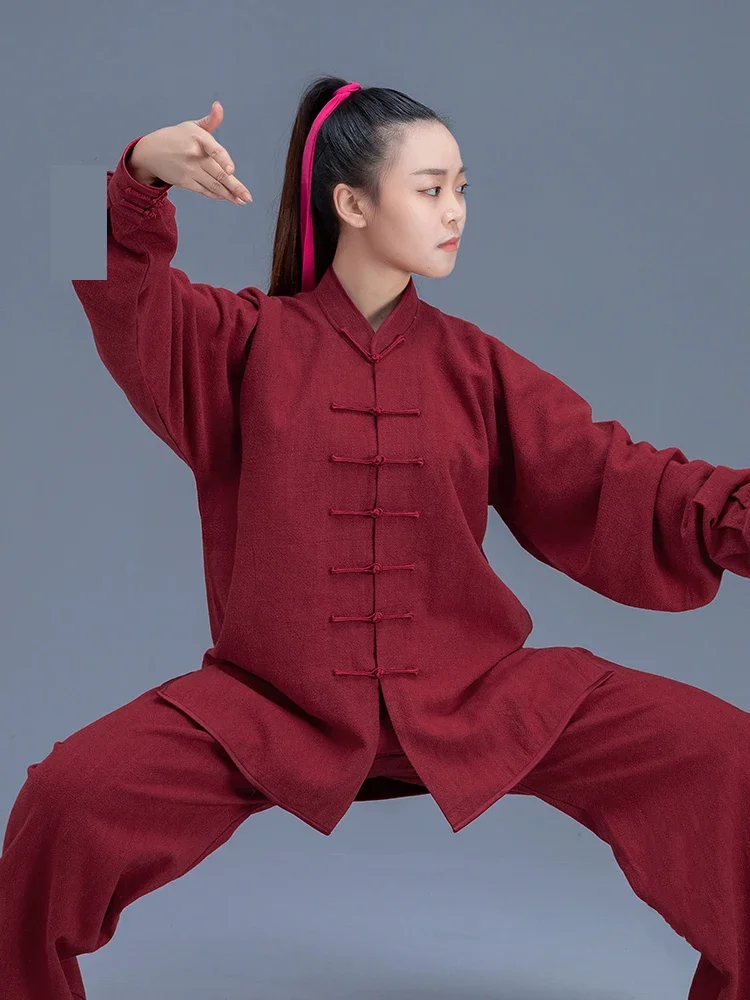 Linen Blend Thicken Kung Fu Tai Chi Clothing Martial Arts Clothes Taijiquan Wushu Uniform Competition Performance 2022 New Style