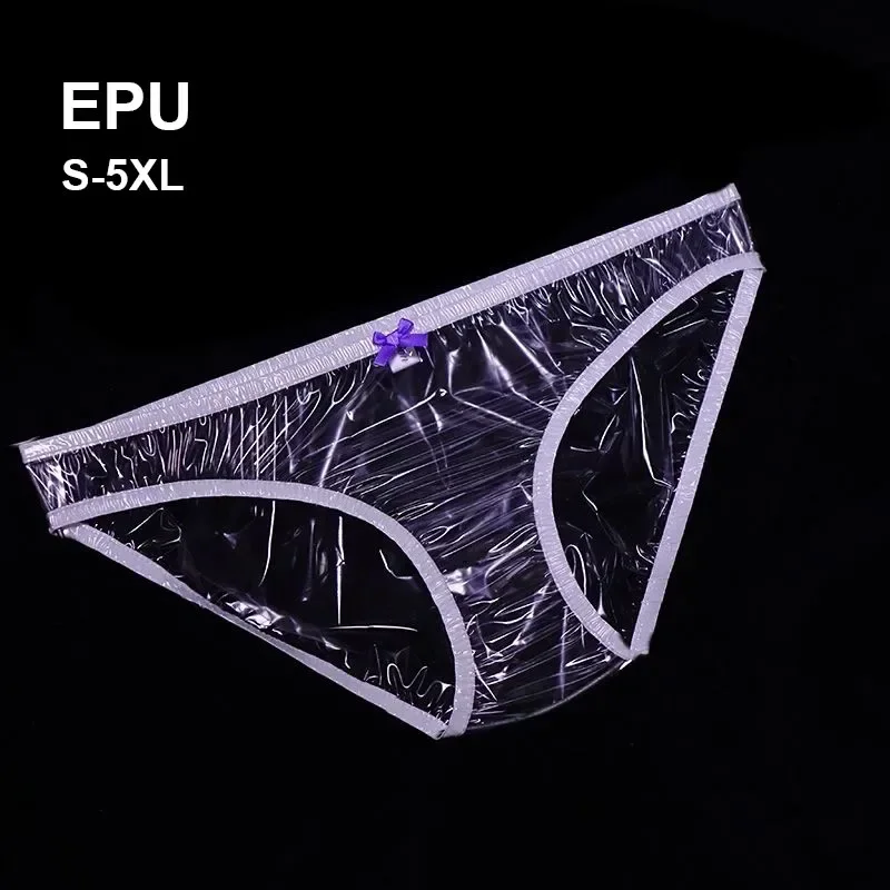 EPU Transparent Micro Elastic Plastic Briefs Soft Smooth Silent Sexy ABDL Adult Baby Leak Proof Underpants Couple Erotic Panties