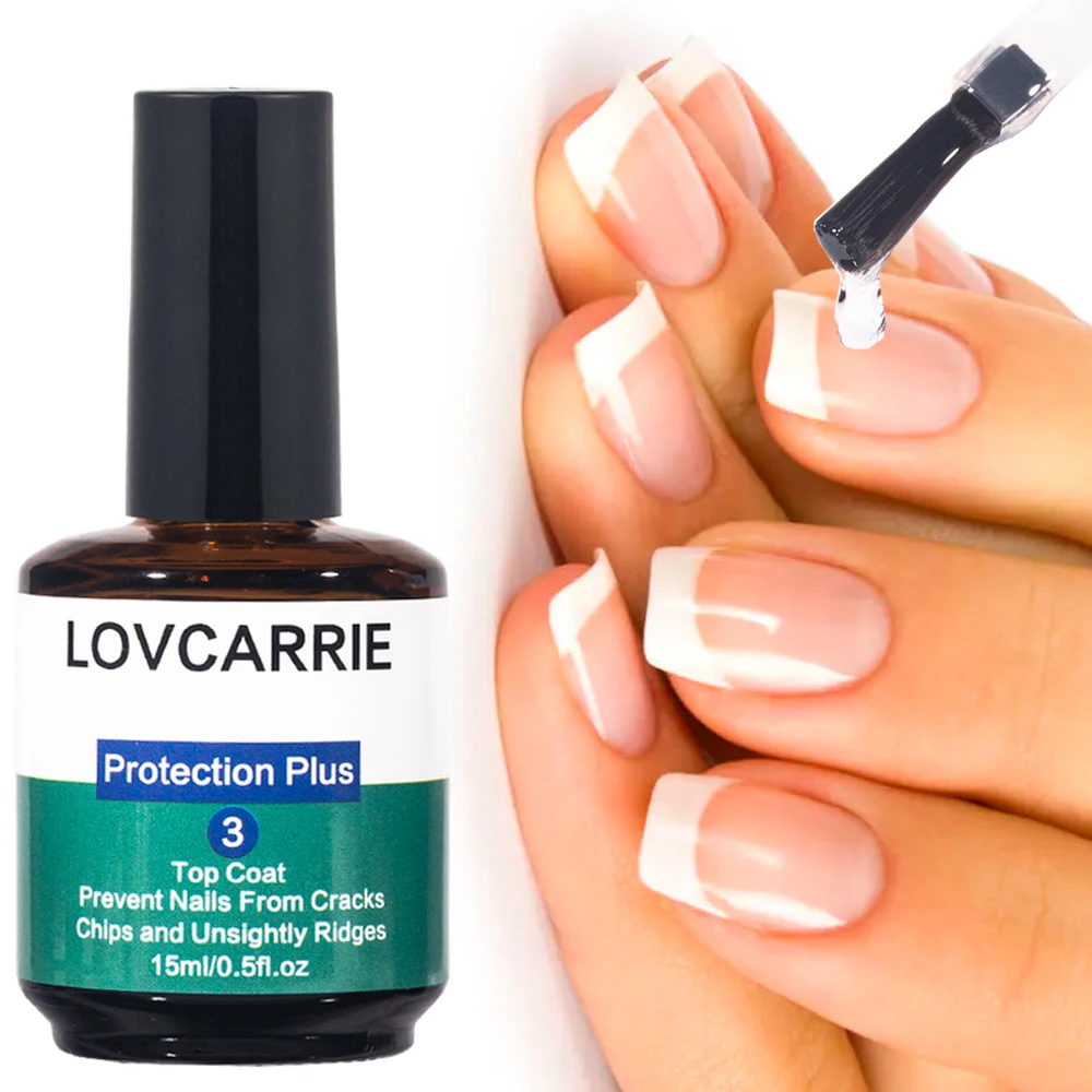 Lovcarrie Nagelbescherming Plus 3 Top Coat 15Ml Lange Slijtage Gezonde Glans Afwerking Schild Oplossing Reparatie Split Chip Beschadigde Nagels