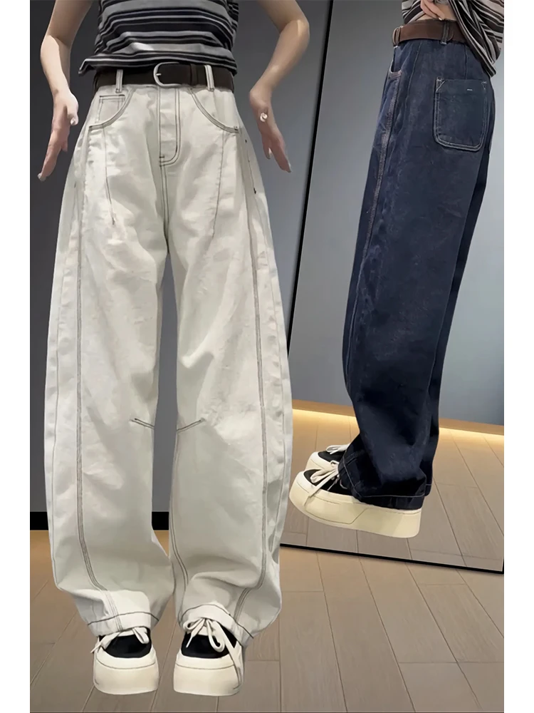 

High Waist Wide Leg Jeans Women's Loose Fit Denim Pants Slimming Bend Knife Pants Spring New Style plus Size Casual Trousers