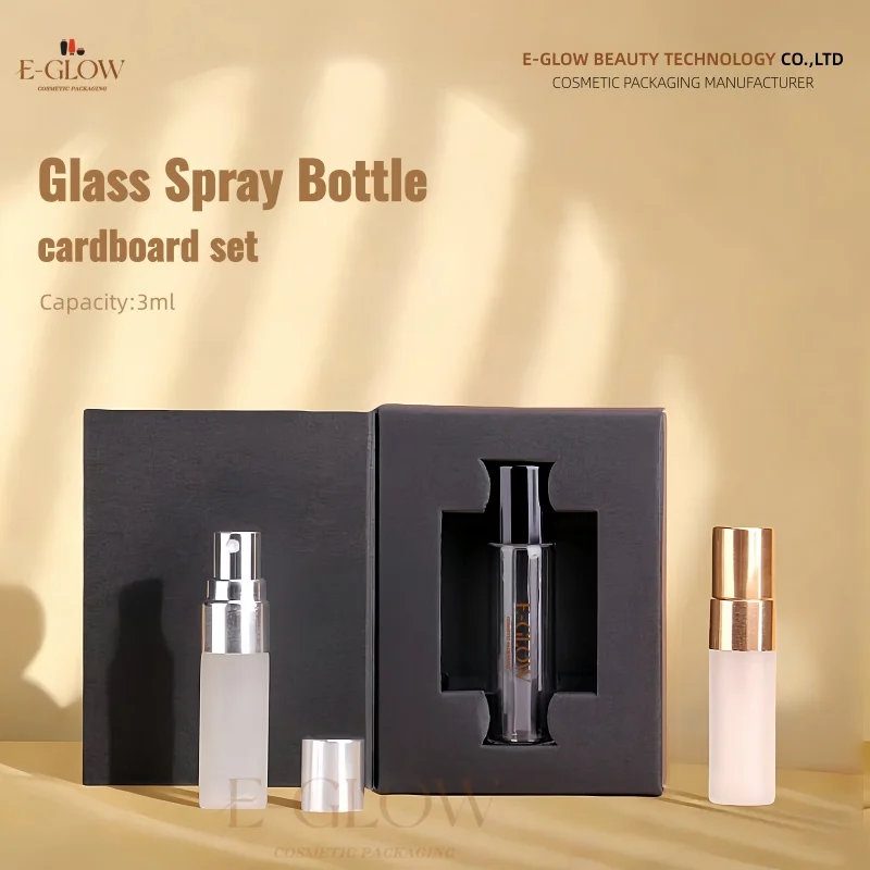 

【Logo Custom】100Pcs Customized Empty Glass Diffuser Perfume Bottle with Paper Box 3ml Frosted Fine Cosmetic Set