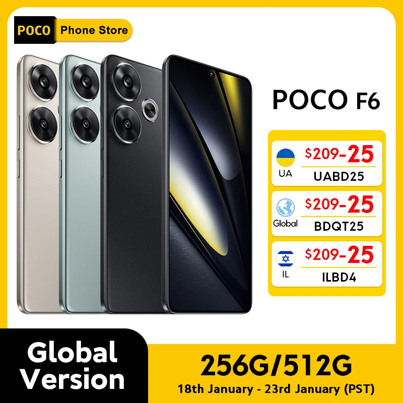 POCO F6 Smartphone Global Version Snapdragon®8s Gen 3 90W Turbo Charging 5000mAh Battary