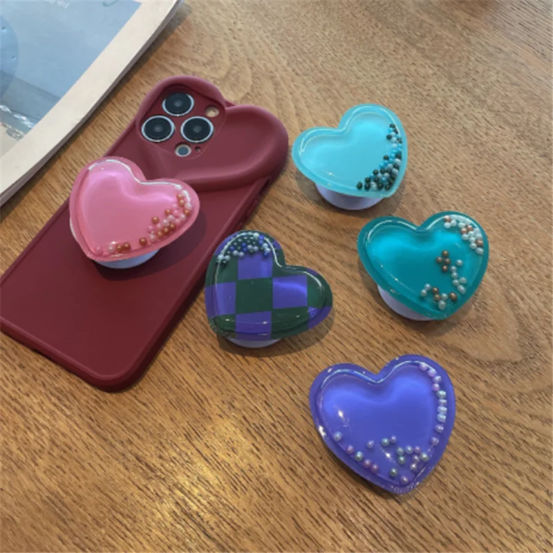 

Держатель в форме сердца и жемчуга, милая Складная подставка для пальцев, термоусадочная ручка, кронштейн, аксессуары, розетка для iPhone, Huawei