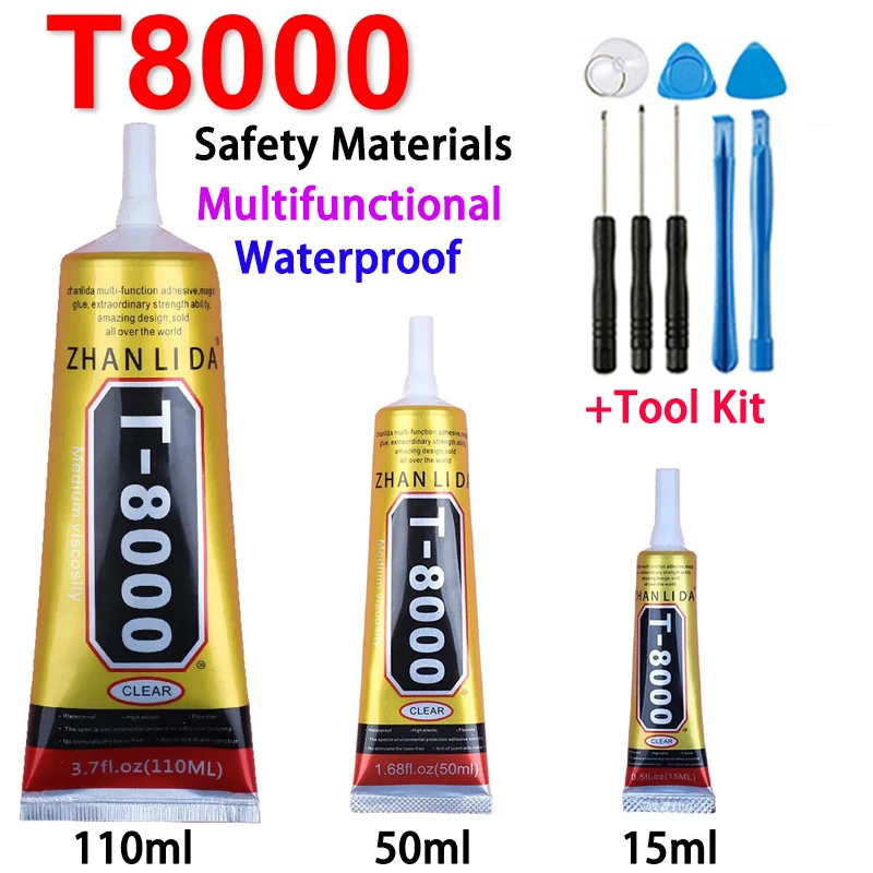 Multifunctional Clear Contact Glue for Phone Electronic Components Jewelry DIY Plastic Glass with Precision Applicator Tip T8000