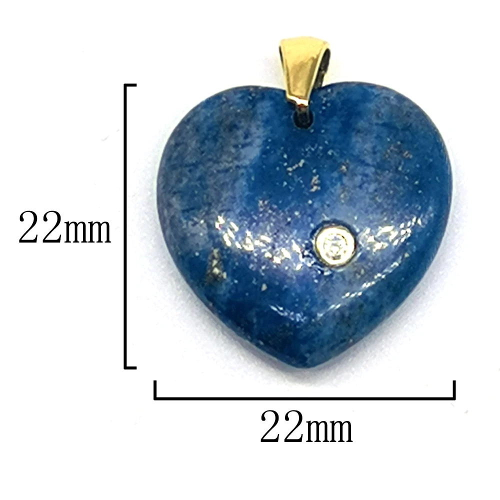 22mm Love Heart Shaped Pendant Natural Stone Crystal Amethyst Rose Quartz for Charms DIY Jewelry Making Earring Necklaces