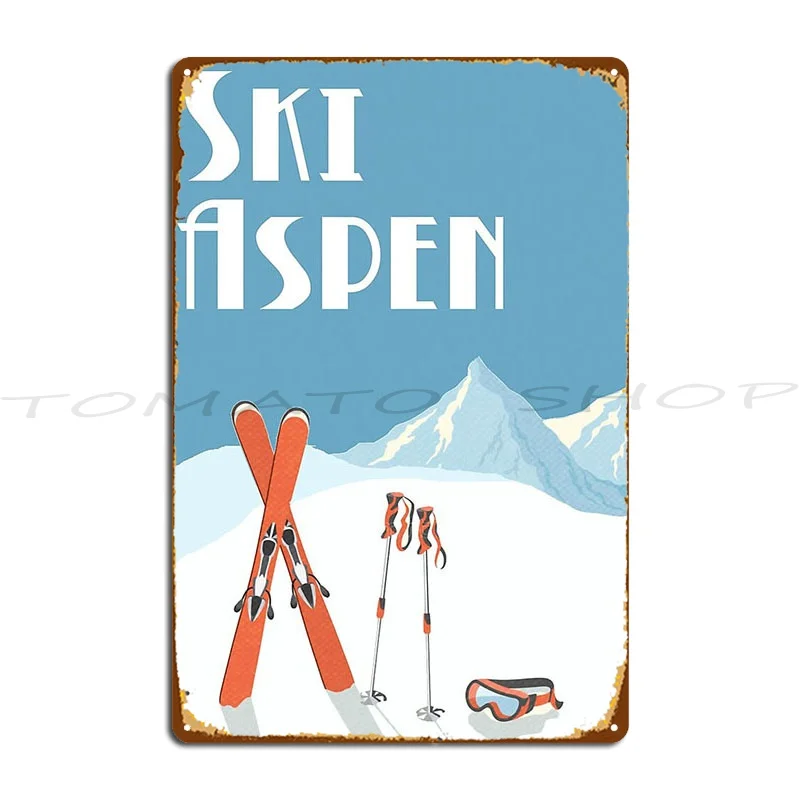 Vintage Ski Aspen Metal Sign Cinema Vintage Rusty Garage Print Tin Sign Poster