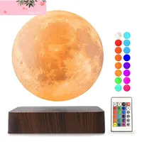 16 Colors Magnetic Levitation Moon Lamp Touch Floating 3D LED Printing Bedroom Bedside Atmosphere Desk Lamp Friends Gift