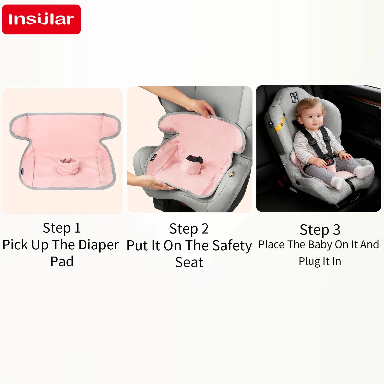 Baby Safety Seat Protective Mat 3Layer Waterproof Stroller Cushion Skin-friendly Child Car Seat Multi-functional Diaper Pad 1-3Y