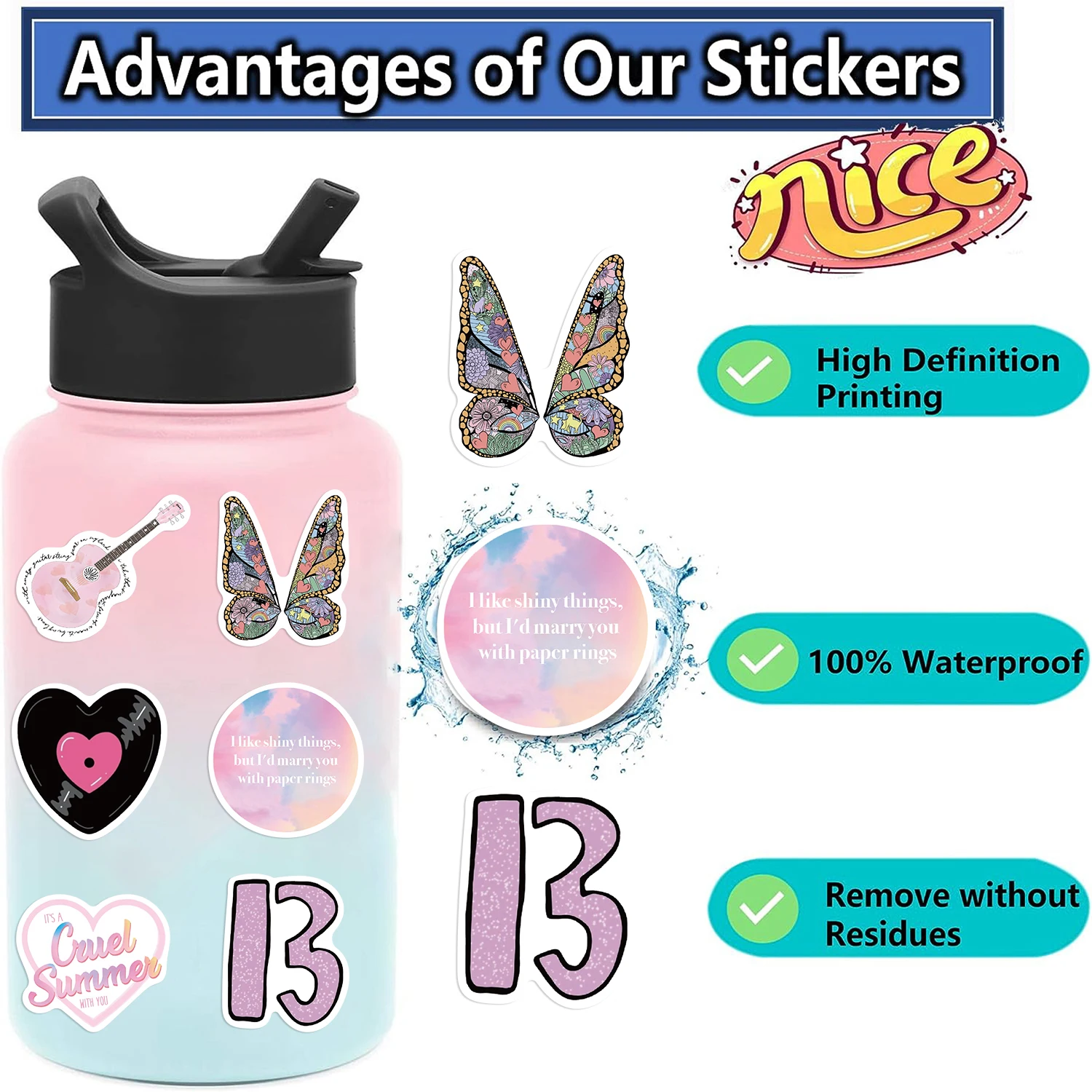 50PCS Cartoon Romantic Lover Stickers Decoration Toy Graffiti Waterproof Sticker For DIY Car Phone Skateboard Luggage