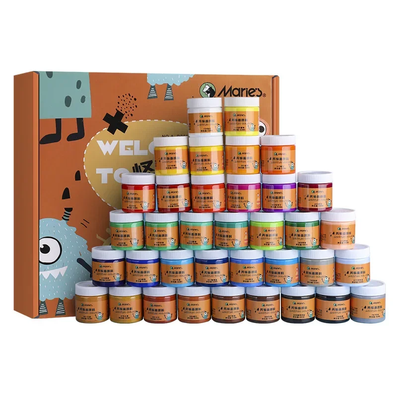 Artkey Acrylic Paint Set -12/24 colors1.69 oz/50 ml Professional Artists Painting Kit for Rock Leather Easter Egg Stone canvas