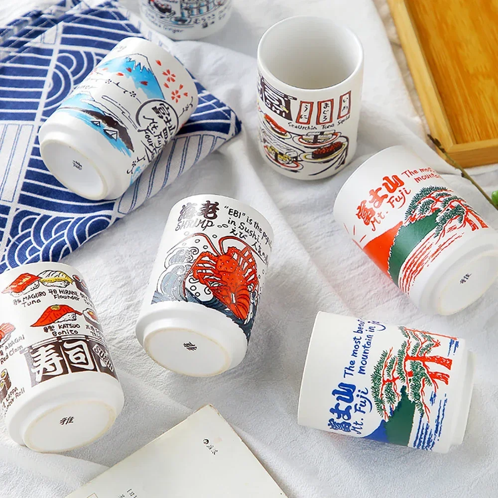 Canecas de cerâmica para lembrancinhas 1 peça, para chá, sushi, copo japonês, divertido, família, restaurante, decoração, presente de viagem para