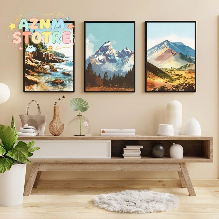 National Park Vintage Style Travel Landscape Poster Rocky Coastline Wall Art Poster Canvas Home Living Room Decor Souvenir