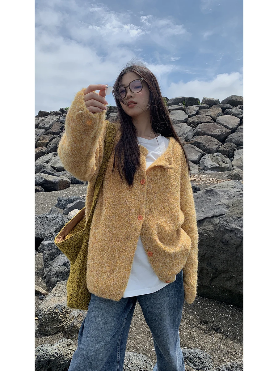 

Red Celebri Knitwear Outerwear Women's Spring Autumn 2025 New Lazy Sle Long Sve Loose High-End Feeling Open Cardigan