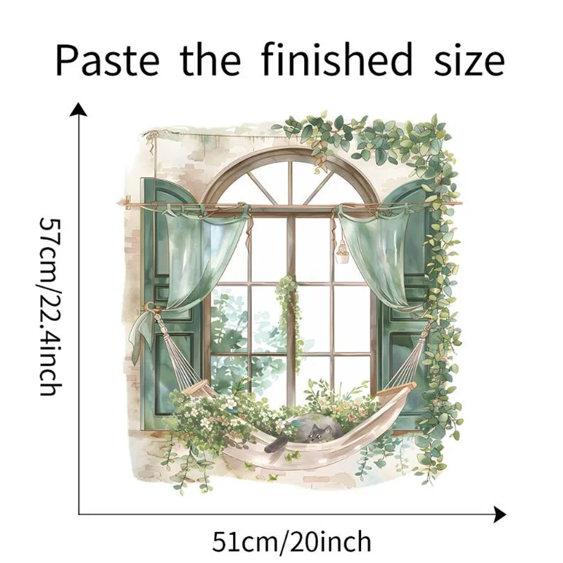 Fake Window Green Plant Wall Sticker Living Room Wall Corridor Entrance Home Decoration Wall Art Self-adhesive Waterproof