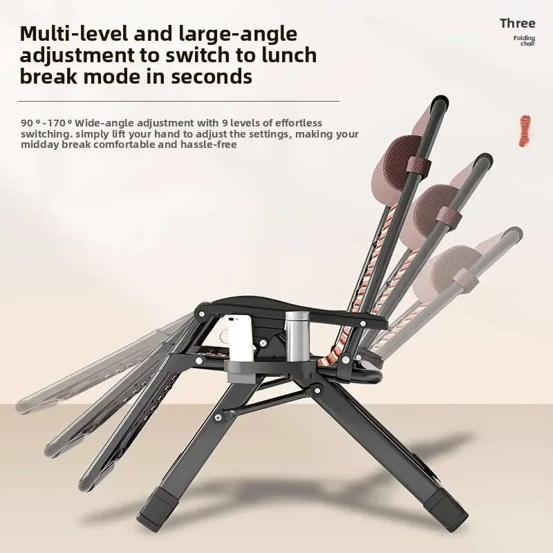 Reclining Chair Lunch Break Folding Back Chair Can Sit And Lie Down Office Nap Bed Household Balcony Leisure Elderly Chair