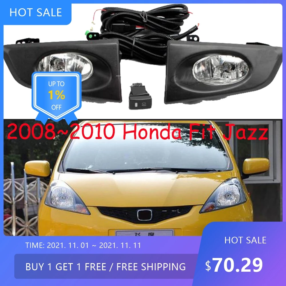 

auto bumper headlight for Honda Fit fog light 2008~2010y halogen bulb 4300K Wire of hanress Headlamp for Fit jazz fog lamp