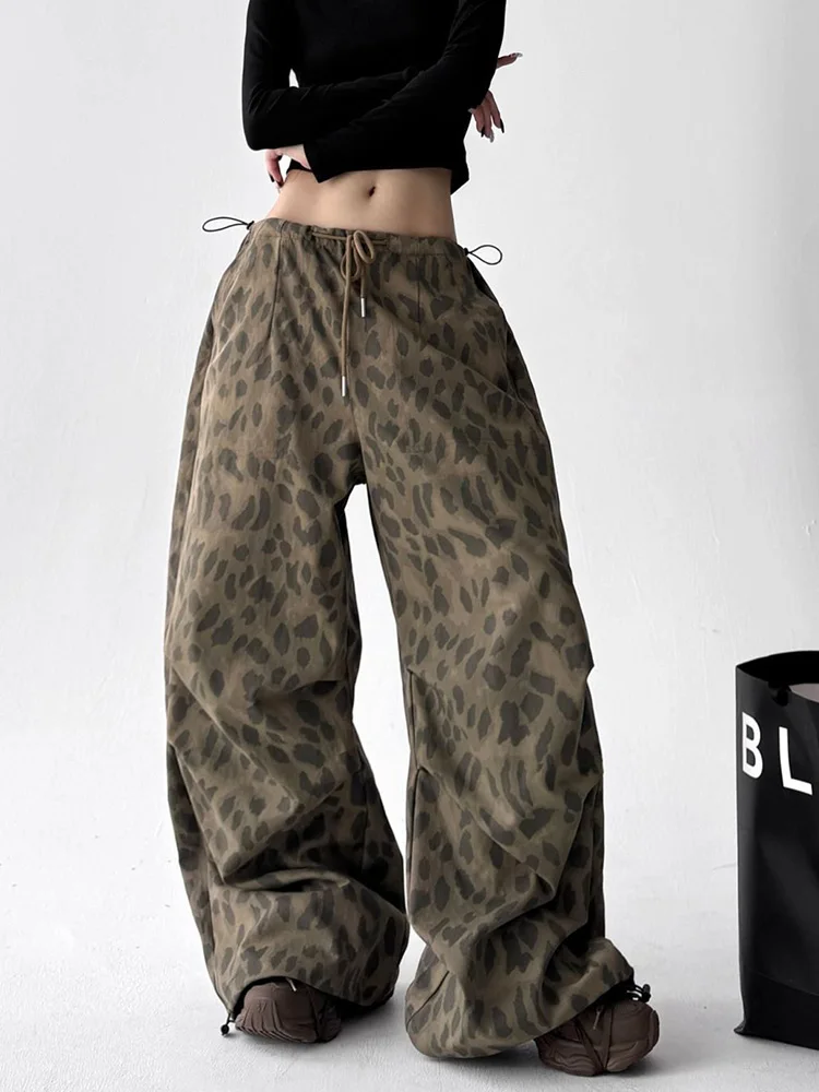 Leopard Y2K Wide Leg Pant Women Sexy Low Waist Loose Hip Hop American Trousers Spring Streetwear Vintage Bf Harajuku Casual Pant