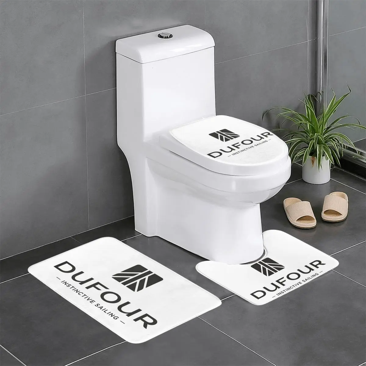 Dufour Yacht 3 Pcs Bath Mat Bathroom Set Toilet Lid Cover Home Decor Non-Slip Carpet Floor Rug