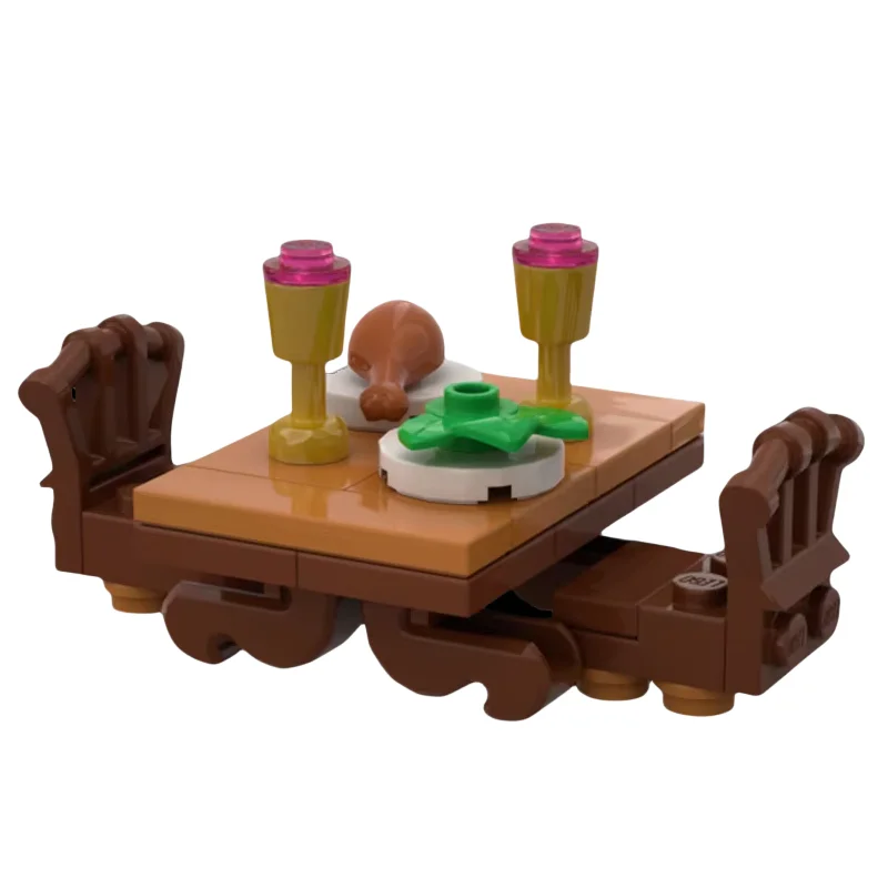 

Medieval dining chair and table series model - Small particle MOC building block toys - Creative DIY assembly toys - Stacking or