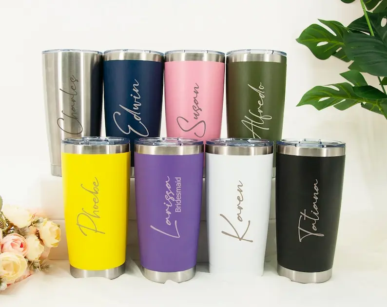 Personalised Large Name Thermos Insulated Cup Travel Mug Coffee Tea Flask Custom