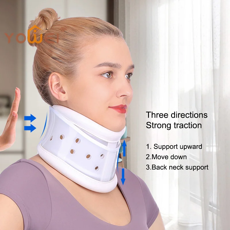 

Neck Fixed Cervical Traction Device With Chin Brace Support Breathable Hight Adjustable Collar Hard Plastic For Neck Pain Relief