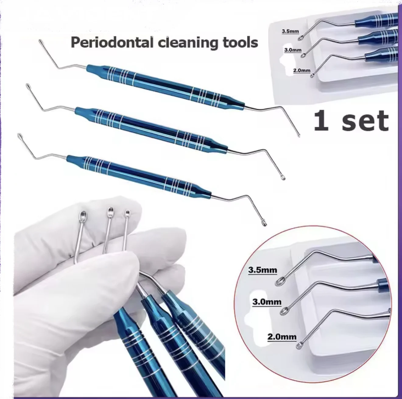 Denilk 1set Dental Stainless Steel Implant Powder Spoon Graft Scoop Bone Curettes Bone Fragment Tools Spoon Periodontal Cleaning