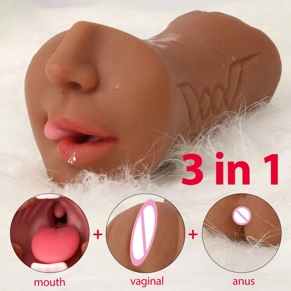 3 IN 1 Sex Toys Masturbation For Men Deep Throat Artificial Real Pussy Oral Male MasturbatorBlowjob Realistic Rubber Vagina