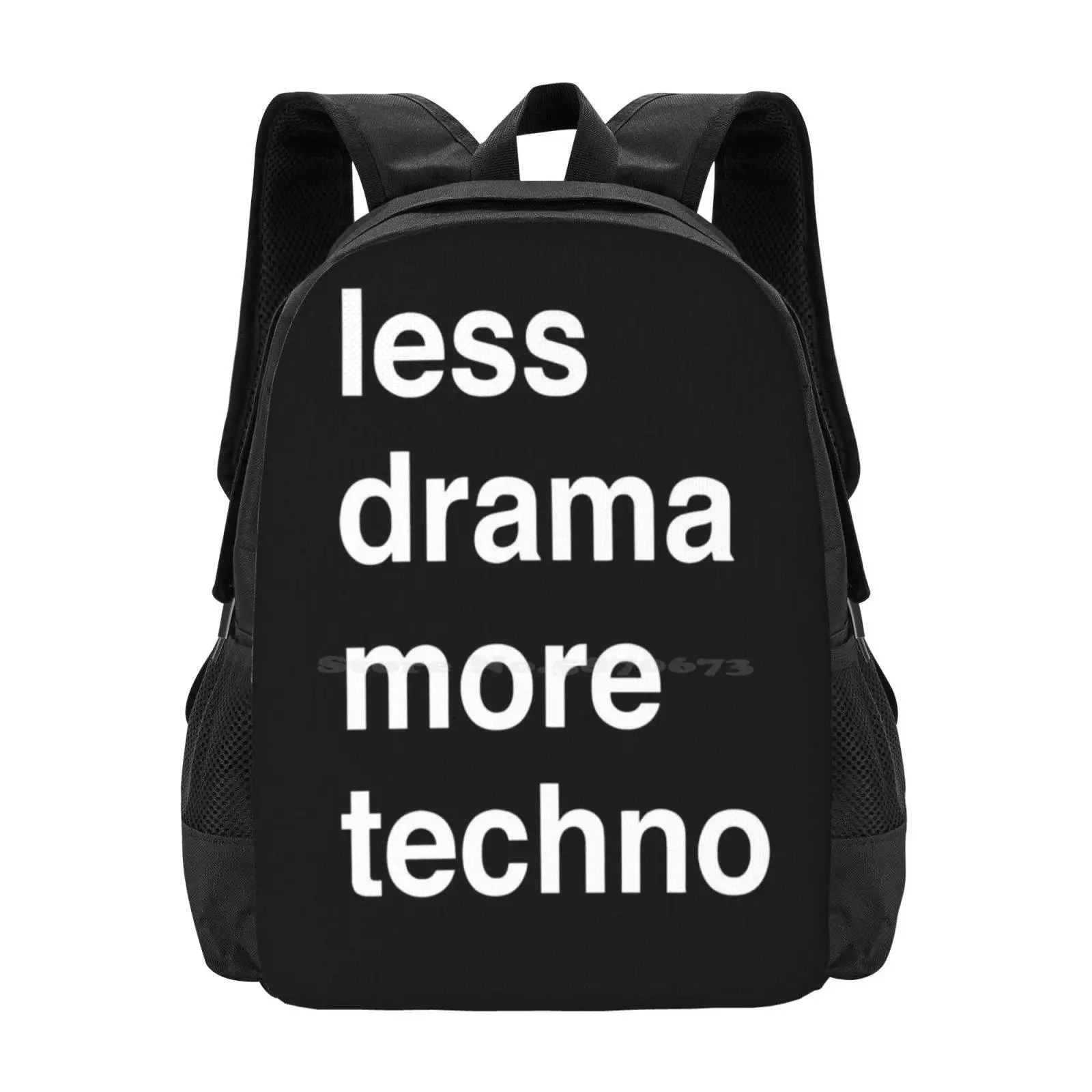 Less Drama More Techno School Bags For Teenage Girls Laptop Travel Bags Techno Cool House Music Band Electronic Speaker Berlin