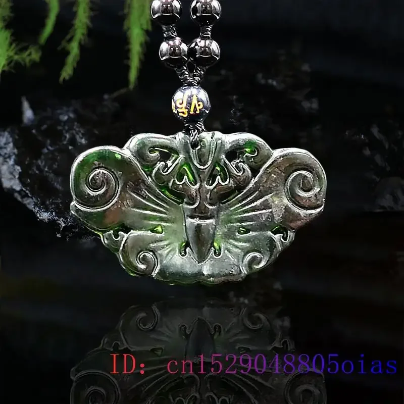 

Jade Butterfly Pendant Lucky Men Necklace Chinese Natural Charm Women Gemstone Black Green Gifts Fashion Amulet Jewelry Carved