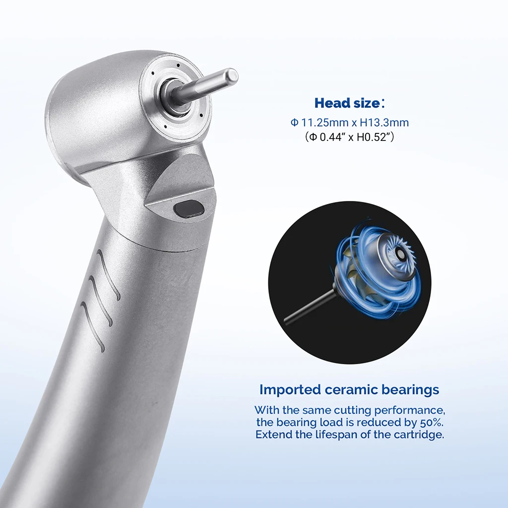 AZDENT Dental 45 ° Hochgeschwindigkeits-Handstück mit LED-Faseroptik aus Titan, passend für KAVO und NSK, mit Keramiklager und Druckknopf, Zahnmedizinisches Instrument – Detail 8