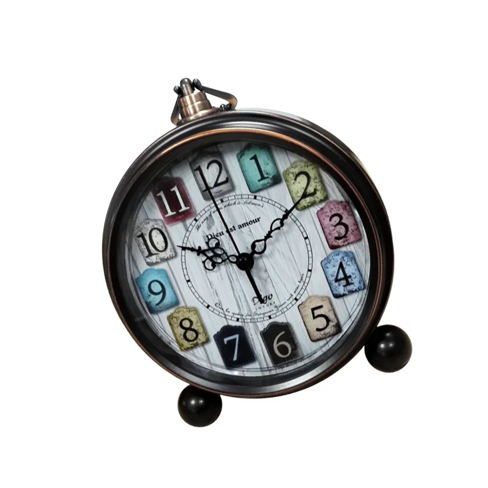 

Silent Retro Alarm Clock Bronze Round Small Desk Clock for Home Office Wall Mountable Mute Design Premium Metal Glass