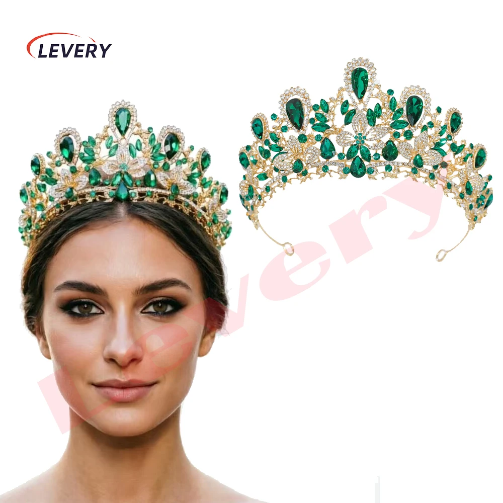 

Свадебные тиары и короны Levery 2026 для женщин, высокие тиары для конкурсов красоты 8 см, аксессуары для волос в виде короны принцессы для дня рождения
