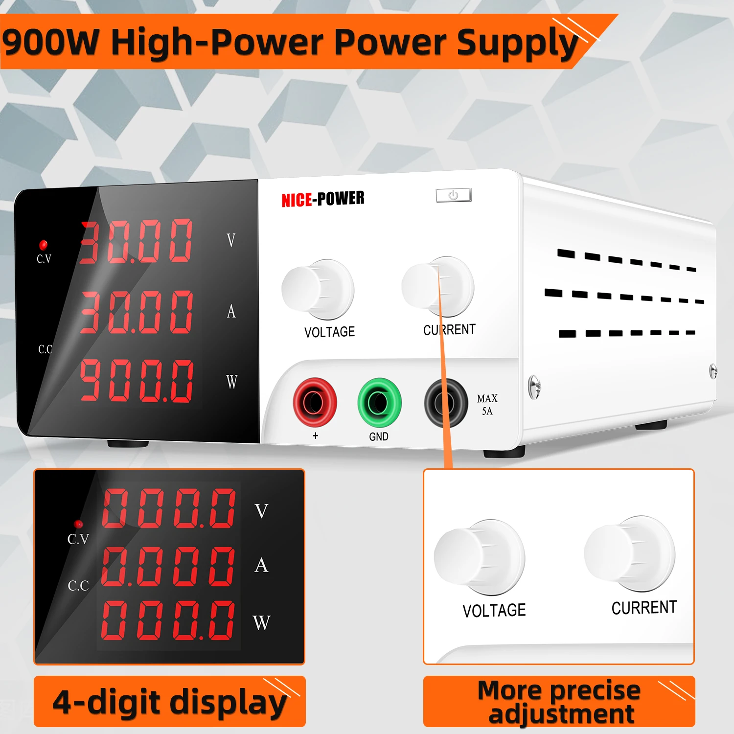 NICE-POWER R-SPS3030 30V 30A 900W High Power DC Regulated Switching Power Supply Digital Adjustable Maintenance Tool